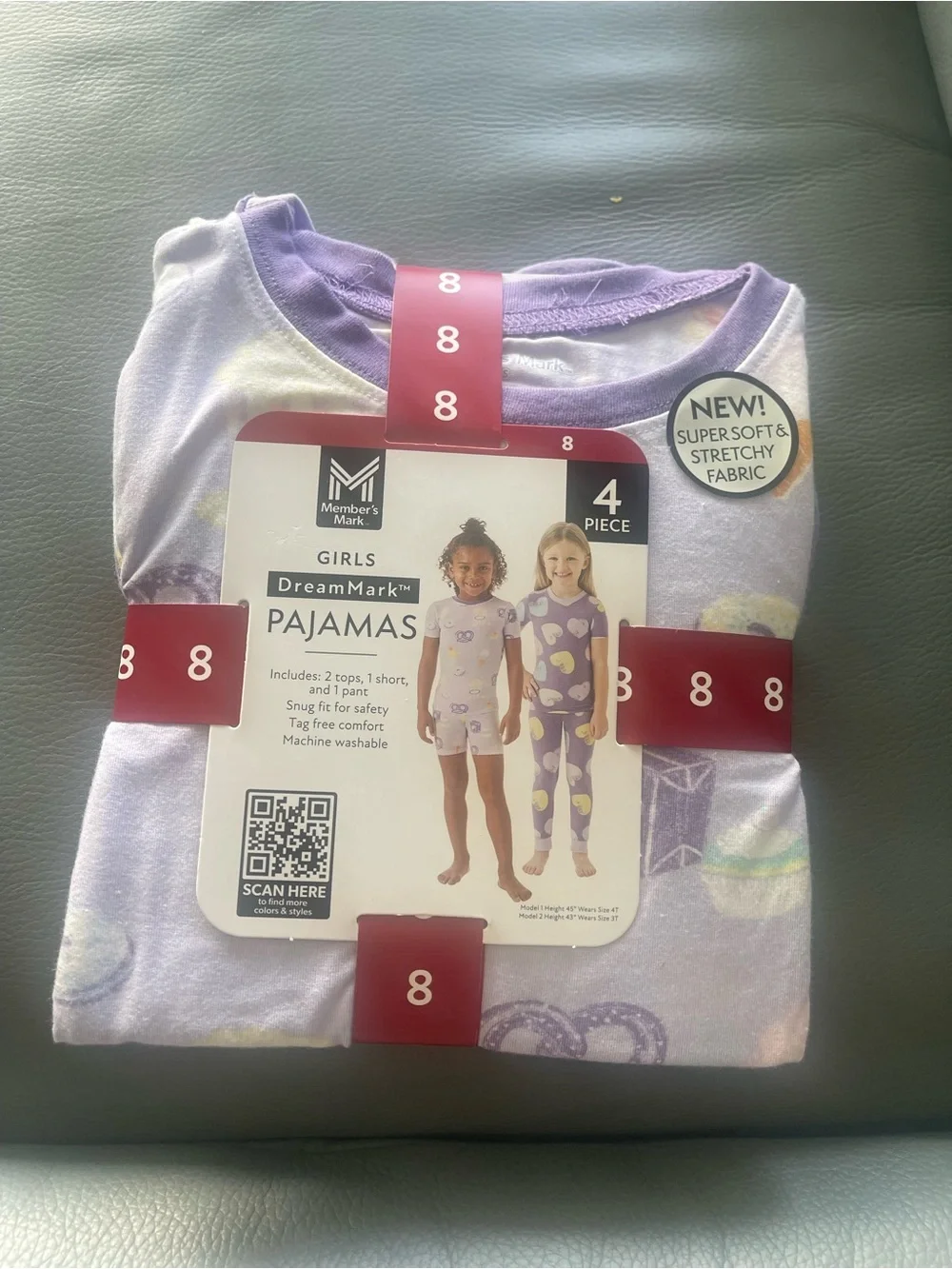 DreamMark Girls' Lavender Pajama Set - 4 Piece, Size 8